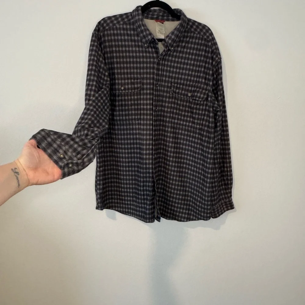 The North Face Plaid Button Down Shirt XL Gray Check Lightweight Flannel